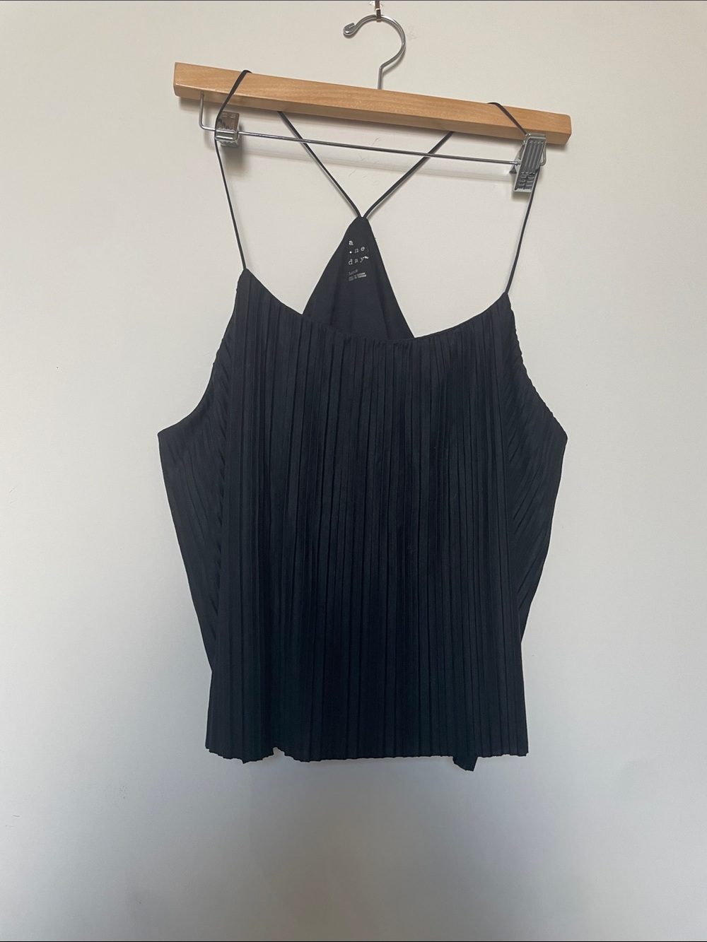 a new day Black Pleated Spaghetti-Strap Camisole